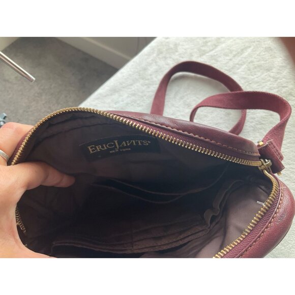 Eric Javits Burgundy Red Quilted Leather Crossbody Bag Gold hardware - Picture 9 of 14